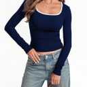 SOLY HUX Women's Long Sleeve Fitted Tops Scoop Neck Tight Dressy Casual T Shirts Vintage Tees (M)