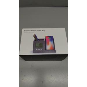 Multifunctional Pen Holder and Organizer for Desk with Wireless Charger, Digital Indoor Thermometer and Humidity Gauge, Home Office Organizers and Storage (Battery Included) (Black+Digital Clock)