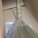 Outdoor Broom for Floor Cleaning, 43.3'' Length Heavy-Duty Natural Grass Broom for Sweeping Concrete Courtyard Garage Patio Indoor Home Kitchen Office Lobby