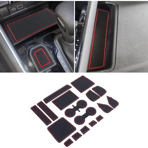 JDMCAR Custom Liner Accessories Compatible with 2023 2024 2025 Chevy Colorado/GMC Canyon, Premium Cup Holder, Center Console, and Door Pocket Inserts Mat Kit-17 PCS Set (Crew Cab, Red Trim)
