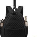 Sucipi Tennis Bags for Women, Quilted Tennis Racket Bag Backpack for Tennis Racquet, Pickleball Paddles, Badminton (Medium, Black)