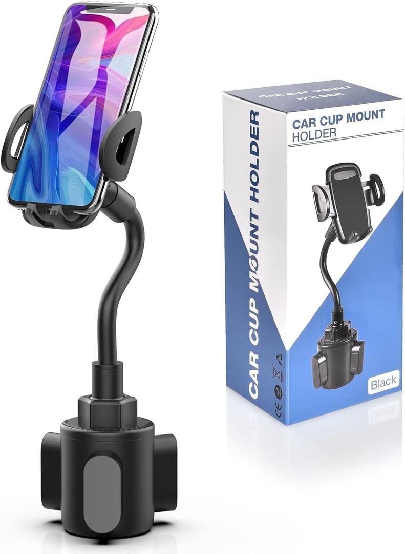 Phone Holders for Your Car, Cup Holder Phone Mount, Universal Adjustable Gooseneck Cup Holder Cradle Car Mount for iPhone 17/16/15/14/13/12/11/Pro Max/X/Xs/XsMax/8/8Plus,Samsung,Huawei,LG, Sony(Black)