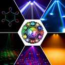 Moving Head DJ Lights, 5in1 Stage Effect Light with 6-Arm LED Beam, Disco Ball, Starry Projection, Strobe, Colorful Light Strip, Support DMX-512 & Remote for Party DJs Gig Bar Club Wedding