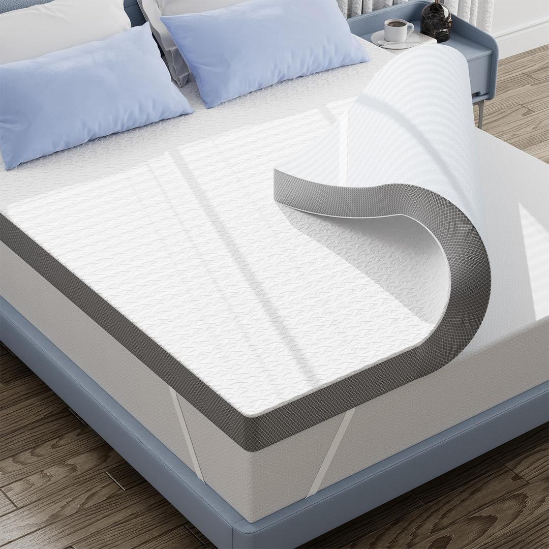 3 Inch Firm Mattress Topper King Size, Cooling Mattress Pad with Gel Memory Foam, 40D High Density Bed Topper with Removable Soft Cover, Pressure Relief & Non-Slip, CertiPUR-US Certified