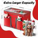 2 x Christmas Figurine Storage Box & Nutcracker Storage Containers with Visible Lid for 15-inch Collectibles, Large Holiday Ornament Decor Organizer Keeps 8 Figurines, Xmas Decoration Storage Box, Red