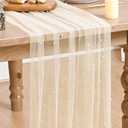 Artoid Mode 3PCS Pearl Champine Gauze Table Runner 120 Inch 10FT, Seasonal Sheer Dining Holiday Wedding Birthday Baby Shower Table Decor for Home Party