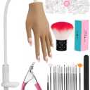 Practice Hand for Acrylic Nails, Silicone Hand for Nail Practice, Nail Tips Won't Fall off Nail Hand, Flexible Nail Practice Hand for Beginners,13.7 x 6.29 x 1.88in