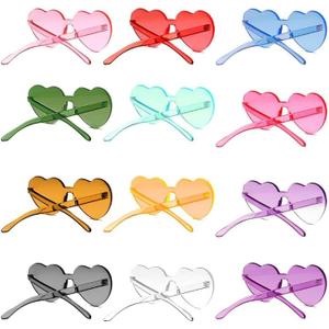 LIULIUBTY Heart Shaped Rimless Sunglasses 12Pack, Bachelor Party Cool Colorful Funky Sunglasses