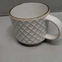 GBHOME 12OZ Stackable Coffee Mugs, Ceramic Coffee Mugs with Texture Patterns for Man,Woman,Dad,Mom, Modern Coffee Mugs Set of 4 for Latte/Cappuccino/Cocoa. Dishwasher&Microwave Safe, Off White