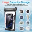 Large Floating Waterproof Phone Pouch, 2Pack Cell Phone Dry Bag for iPhone 17 16 15 14 13 Pro Max Galaxy S24 S23 S22 All Phones, Float Water Proof Bag for Beach Water Park (Black + Pink)