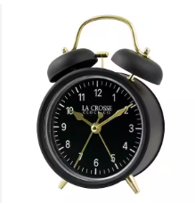 La Crosse 617-3314BG Black Twin Bell Quartz Alarm Clock