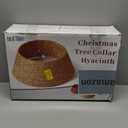 24in Hyacinth Christmas Tree Collar - Woven Rattan Basket for Christmas Tree Base Cover, Holiday Decoration for 4ft 6ft 7.5ft Artificial Trees with Cord Cut-Out(Brown)