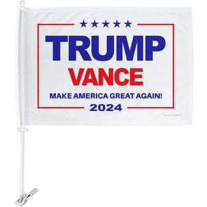Trump Vance 2024 Flag for Car Accessories Bandera para Carros Window Clip Pole Mount Kit Rally Shooting 2024 Poster Auto Decor MAGA Sign Outdoor Decorations Republican Gift Made in USA