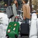 ANNA QUEEN Merry Christmas Luggage Cover, Holiday-Themed Protector with Santa, Gingerbread & Snowman, Stretchable & Washable Travel Sleeve for 20-34 Inch Luggage (#28)