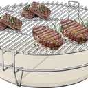 SafBbcue Upgraded Grill Grate for Kamado Joe Classic & Other Kamado Grill, 18 Inch Cooking System Kit for Large Big Green Egg BGE Charcoal Grill, Flexible Grill Grate Base Set with Heat Deflector