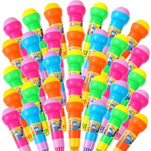 Woanger 30 Pcs Echo Microphone Fun Voice Amplifying Microphone Multicolored Retro Battery Free Speech Therapy Toys Lightweight Echo Mic for Singing Music Birthday BBQ Party Supply, 7.5 x 2.2 Inch