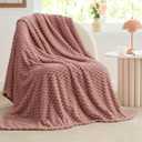 BEDELITE Fleece Blanket - 3D Jacquard Decorative Dusty Pink Throw Blankets for Couch & Bed, Soft and Cozy Warm Plush Fluffy Blanket All Seasons Suitable, 50x60Inches