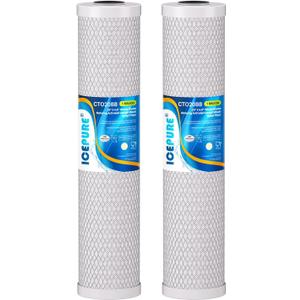 ICEPURE 1 Micron 20" x 4.5" Whole House CTO Coconut Shell Activated Carbon Water Filter Cartridge Replacement for FC25B, EPM-20BB, CB-BB-20, DB20P, EP-20BB, CTO-F20B-5, F3WGB32BM, 155783-43, 2 Pack