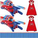 Aooess Superhero Wrist Shooter for Kids: 2 Sets Wrist Shoots Toys, Superhero Cosplay Toy Kids Capes and Mask Set Spider Toys for Boys 4-6, Role-Play Costume for Boys and Girls 3-8 Gifts