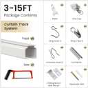 Aluminum 12 ft15 ft Ceiling Curtain Track Set with 3 Types of Hooks, Adjustable Ceiling/Wall Mount Room Divider Curtain Rail System for Living Room, Bedroom, White