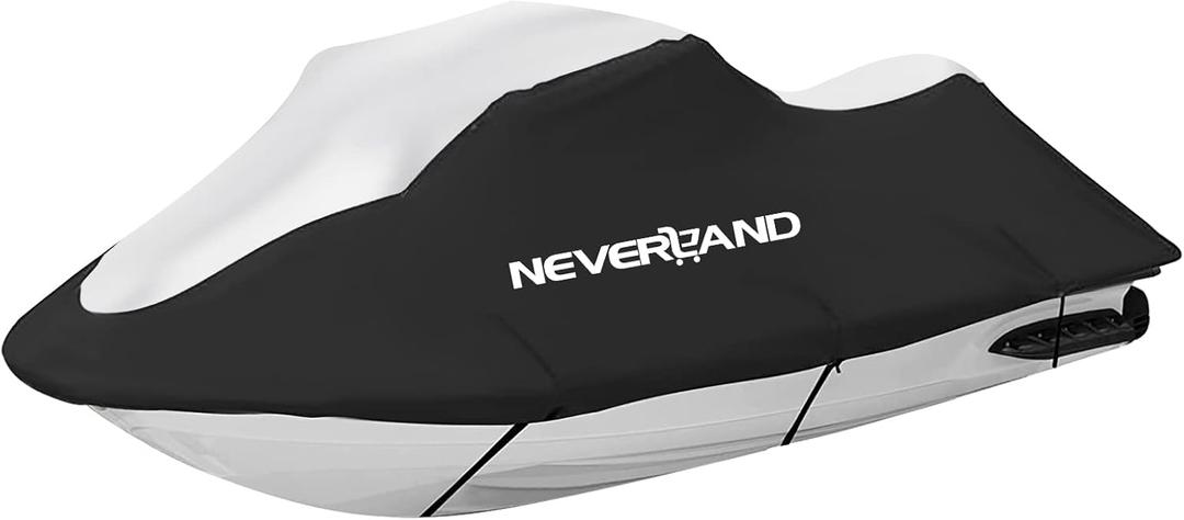 NEVERLAND Waterproof Jet Ski Cover - Compatible with Yamaha Seadoo Kawasaki, Jet Ski Covers 2 3 Seater UV Resistant 210D Heavy Duty Cover with 2 Air Vents Suitable for 2 3 Seater Lengths 115'' to 120"