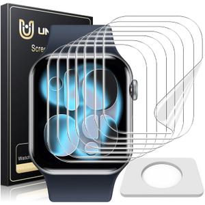 UniqueMe 8 Pack for Apple Watch Series 11/10 Screen Protector 46mm - [Strong Asorption] [Flexible TPU Not Glass][Non-Bubbles] iWatch Anti-Scratch Protection HD Clear Cover Soft Film (Transparent)