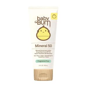 Sun Bum Baby Bum SPF 50 Sunscreen Lotion with Mineral UVA/UVB Face and Body Protection for Sensitive Skin - Fragrance Free - Travel Size - 3 FL OZ