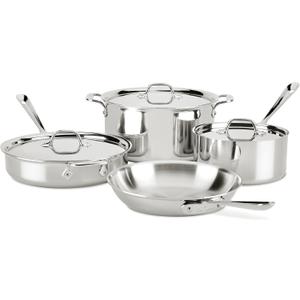 All-Clad D3 3-Ply Stainless Steel Cookware Set  7-Piece Pots and Pans Set, Induction, Oven Broiler Safe 600F - Includes Frying Pans, Saucepans, Saut Pan, Stockpot, Professional Cookware  Silver