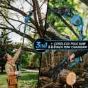 ZUYIYI 3-in-1 Cordless Pole Saw & 6 Inch 8 Inch Mini Chainsaw, Electric Chain Saw w/Extension Pole, 24.0Ah Battery, 15Ft Max Power Pole Chainsaw for Tree Trimming, Wood Cutting