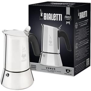 Bialetti - New Venus Induction, Stovetop Coffee Maker, Suitable for all Types of Hobs, Stainless Steel, 4 Cups (5.7 Oz), Silver