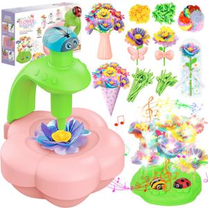 Kids Craft Kits with Light and Music, Arts and Crafts for Kids 4-6 8-12, DIY Flower Bouquets Press Kits, 4 5 6 7 8 Year Old Girl Birthday Gifts, Educational Preschool Travel Toys for Girls Boys