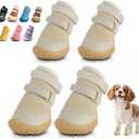 Dog Shoes for Small Dogs, Breathable Dog Boots Paw Protector for Hot Pavement Winter Snow, Dog Booties with Rugged Anti-Slip Sole for Hardwood Floors Outdoor Walking Light Khaki Size 3 (#3 (Width 1.49 inch) for 11.0-16.5 lbs)