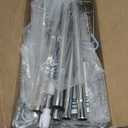 LAMU Shower Caddy Corner Tension Pole, Stainless Steel Shower Organizer, Strong Spring, 5 Adhesive Pads, 2.4 in Non-Slip Grid Base, Adjustable 4-Tier Basket, 4 Hooks, Fits Heights 37.8-124 in, Silver