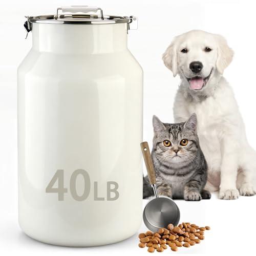 Aloxina Dog-Cat Food Storage Container 40 lb, Large Stainless Steel Bin