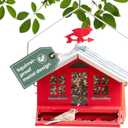 Perky-Pet Squirrel-Be-Gone II Country House Bird Feeder with Weathervane - 8 lb Seed Capacity - Squirrel Proof Wild Bird Feeder for Outdoors - Durable Construction - Rustic Outdoor Decor - 338, Red