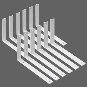 Shelf Brackets Heavy Duty 12 Inch White L Brackets for Shelves 12 Pack 5mm Thick Wall Mounting Floating Metal Iron Shelf Support for Wood with Screw