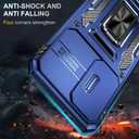 Ezanmull for Samsung Galaxy S24 FE Case with Slide Camera Cover + Screen Protector(2 Packs), Rotated Ring Kickstand Military Grade Shockproof Protective Cover for Samsung Galaxy S24 FE (Dark Blue)