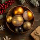 12 Pcs Gold Glass Christmas Ornament 4 Inch 2.36 Inch Matte Vintage Neutral Metallic Brown Christmas Copper Ornament Xmas Tree Ball Decoration Textured Glass Ball with Loop for Xmas Decor Party Supply