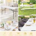Set of 2 Folding Table 4FT Camping Table Portable Heavy Duty Plastic Rectangular Outdoor Dining Table Steel Legs Fold-in-Half with Carrying Handle for Indoor,Picnic,Party,Wedding,Events(White)