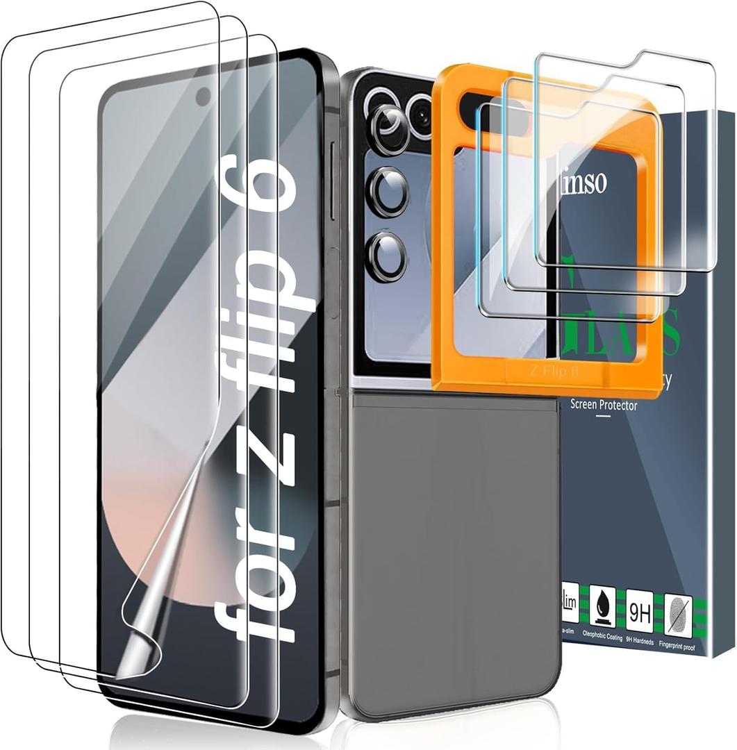Ferilinso Screen Protector for Samsung Galaxy Z Flip 6 / Z Flip 7 FE [Phone Case Friendly] - Inside Film, 3 Pack Back Tempered Glass, Camera Lens Protector Accessories