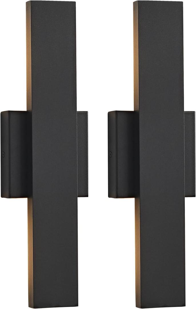Outdoor Modern LED Wall Light Fixtures, Black Linear Exterior Wall Sconces 20W, Modern Porch Patio Light Fixture Waterproof Outdoor Wall Lights Outside Lights for House Garage Front Door Patio 2pack, Black