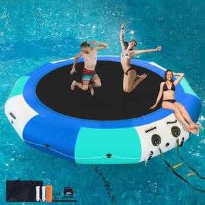 COOLWAVE 12 Inflatable Water Trampoline for Lake, Floating Water Trampoline with Rope Ladder and Mooring Ropes