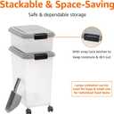 Amazon Basics 3-Piece Airtight Pet Food Storage Container Combo with Scoop, BPA Free, Removable Wheels, 33 QT + 12 QT