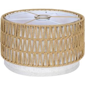 OUTON Boho Rattan Lamp Shades for Floor Lamps, 12.5" Top x12.5" Bottom x 7.5" High, Easy Assembly Rattan & Linen Double Lampshades for Table Lamps & Bedside Lamps (1.65" Spider)