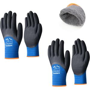 toolant Winter Work Gloves for Men & Women, 3/4 Waterproof Freezer Gloves with Thermal Insulated, Durable, Strong Grip (Large, Blue)