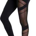 Women's Mesh High Waist Leggings Yoga Pants with Pockets Tummy Control 4 Way Stretch Workout Yoga Leggings (Black, XL)