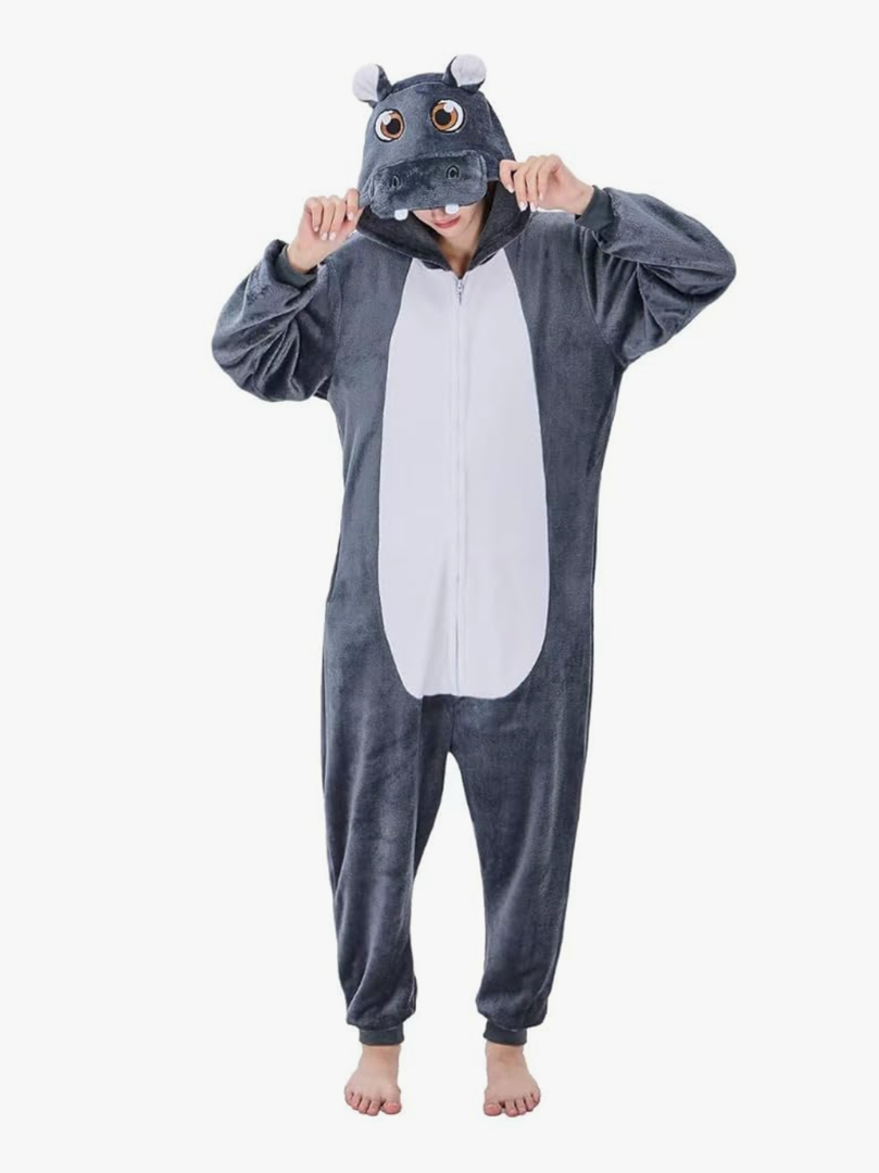 Adult Onesie Pajamas Unisex Sleepwear (Hippo, Medium)