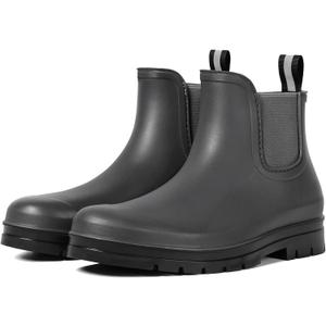 Furuian Women's Ankle Rain Boots Waterproof Chelsea Rain Boots Rubber Boots Women Short Garden Boots Anti Slip Outdoor Lightweight Work Booties (Gray), Size 9