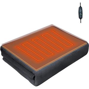 Heated Blanket, 5V 10W USB Quick Heating 3 Setting Cozy Soft Fleece Electric Throw, Machine Washable Thicken Electric Blanket, Shawl Blanket Throw Gift for Christmas(59x31.5in-Grey)