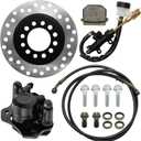 Rear Front Hydraulic Brake Assembly Caliper Master Cylinder Kit, with Disc Brake Plate Rotor Brake Pad, Replace for Go Kart Golf Cart ATV